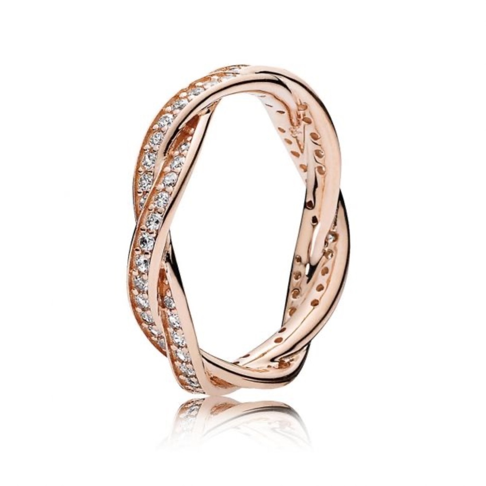 Pandora Rose Twist of Fate Ring- Size 54 US 7, 180892CZ, Sparkling Lines
